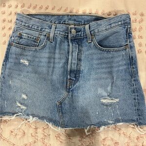 Levi's Light Blue Distressed Denim Mini Skirt